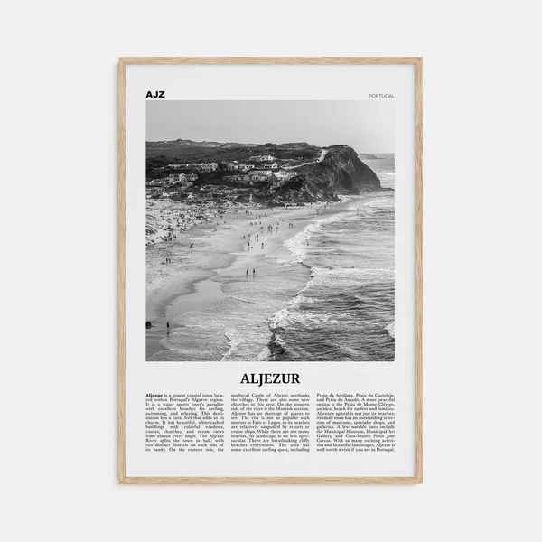 Aljezur Black And White Travel Poster, Algarve Portugal