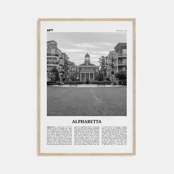 Alpharetta Black and White Map Art Print, Georgia USA
