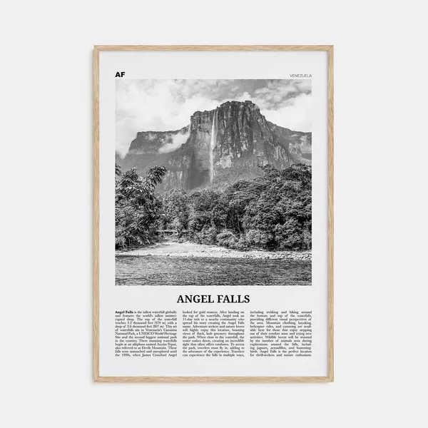 Angel Falls Black And White Art Print, Venezuela