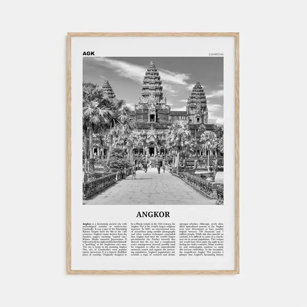 Angkor Black and White Travel Poster, Cambodia