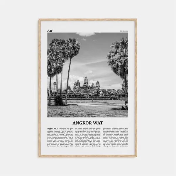 Angkor Wat Black and White Art Print, Cambodia