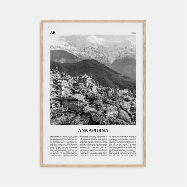 Annapurna Black And White Travel Poster, Nepal