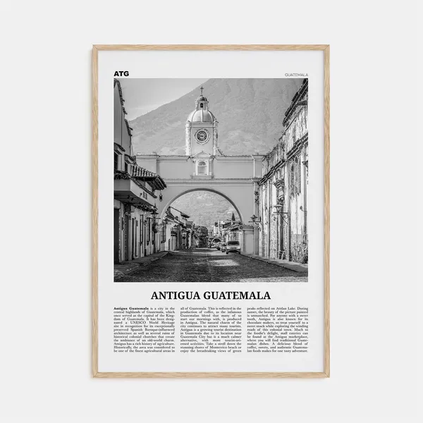 Antigua Guatemala Black and White Travel Poster