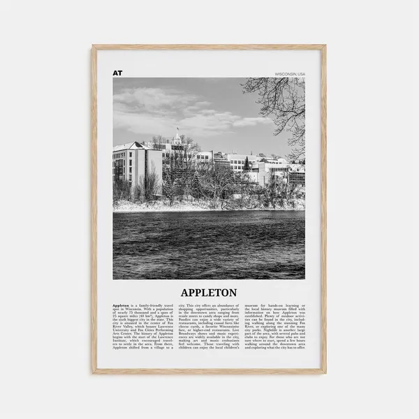 Appleton Black And White Travel Poster, Wisconsin