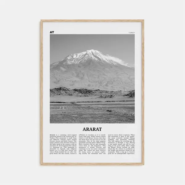 Ararat Black And White Travel Poster, Turkey Map