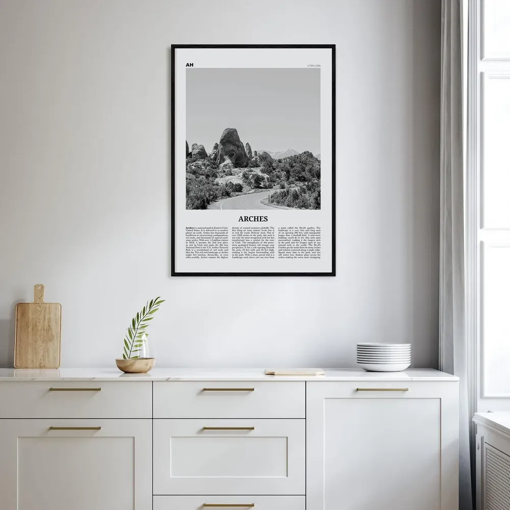 Arches National Park Black and White Travel Poster - Image 2