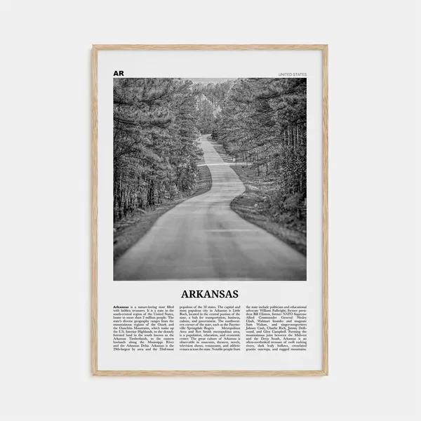Arkansas Black and White Travel Poster, No. 1