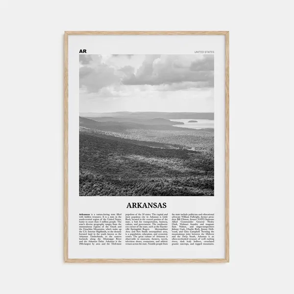 Arkansas Black And White Travel Poster, USA Wall Art