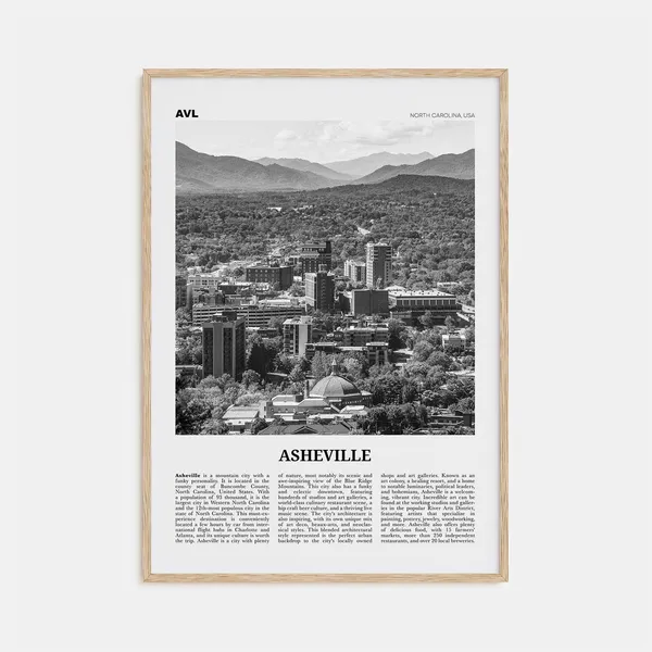 Asheville Black and White No. 1, North Carolina Travel Poster