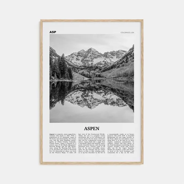 Aspen Black and White Travel Poster, Colorado USA