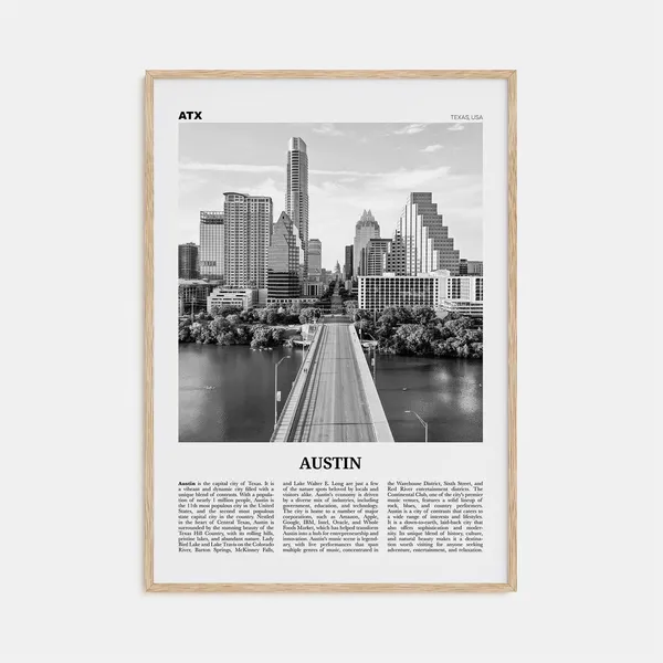 Austin No 1 Black And White Wall Art Print