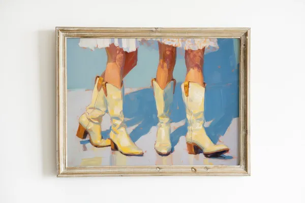 Cowgirl Boot Art Print, Coastal Dorm Room Decor