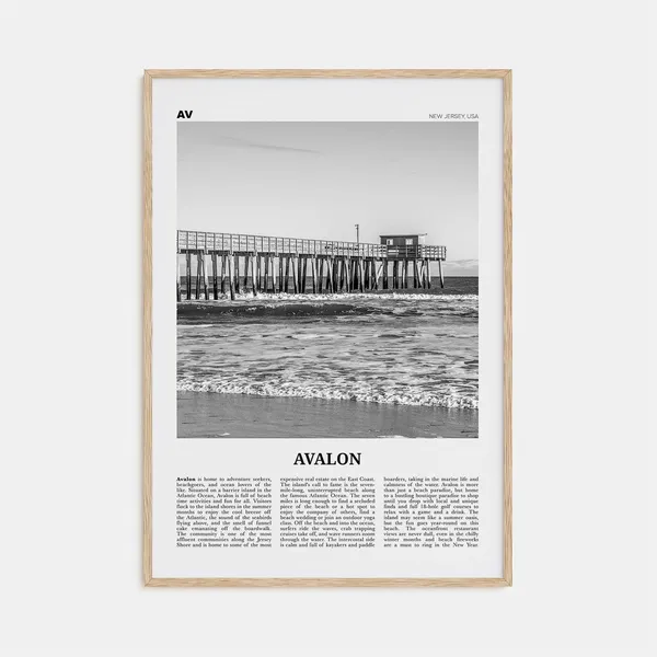 Avalon Black and White Travel Poster, New Jersey