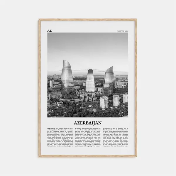 Azerbaijan Black And White Travel Poster, Baku