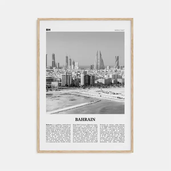 Bahrain Black and White Travel Poster, Country Art