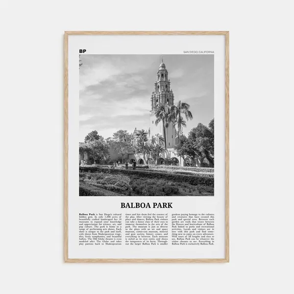 Balboa Park Black And White Travel Poster, San Diego