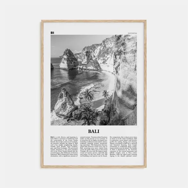Bali Black and White Travel Poster, Asia