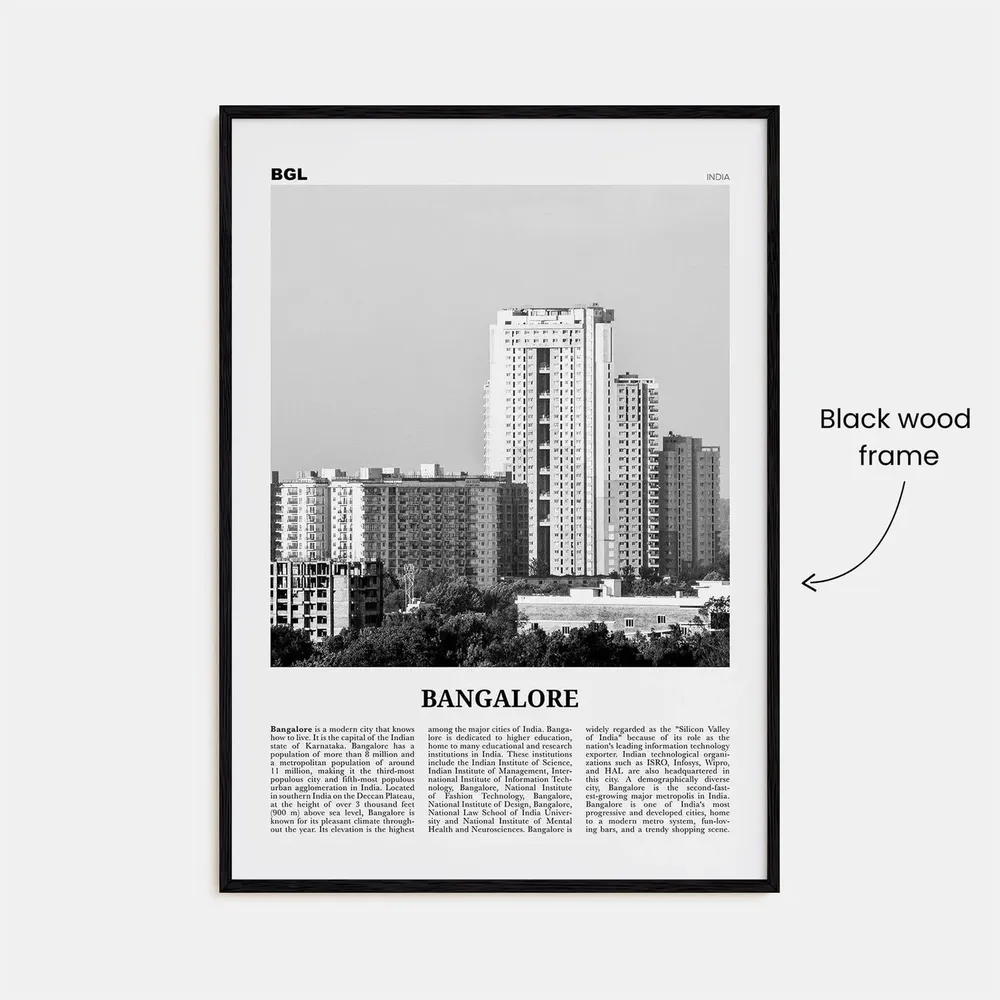 Bangalore Black And White Travel Poster, India - Image 3