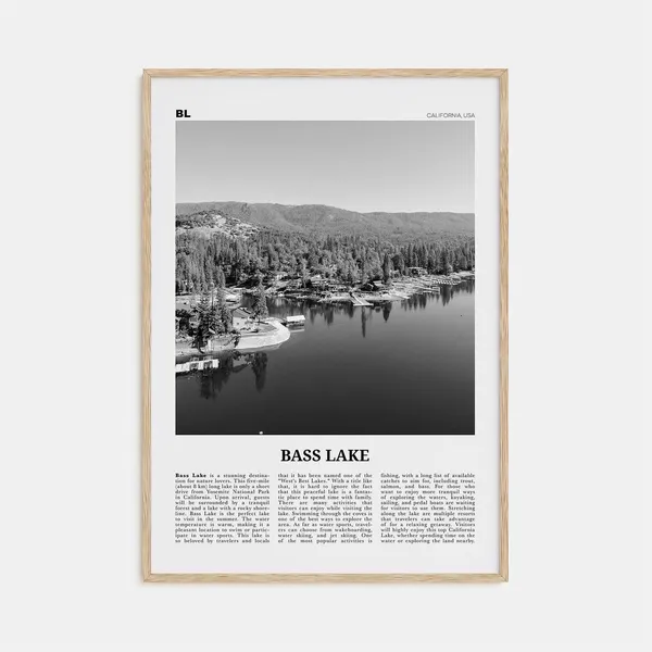 Bass Lake Black and White Travel Poster, California