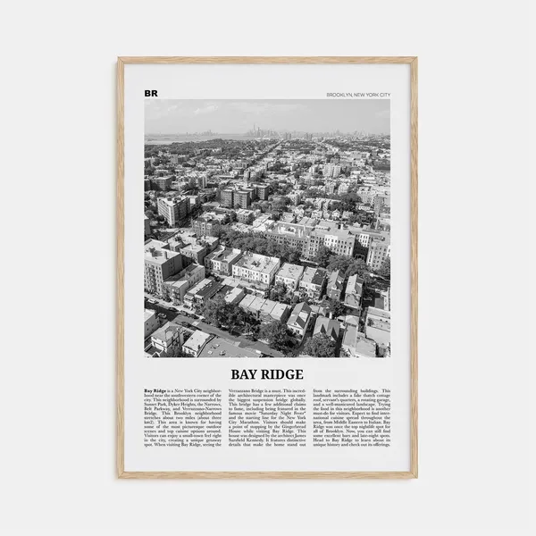Bay Ridge Black and White Travel Poster, New York USA