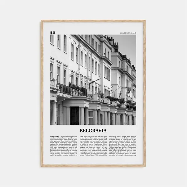 Belgravia Black and White Map, London Travel Poster