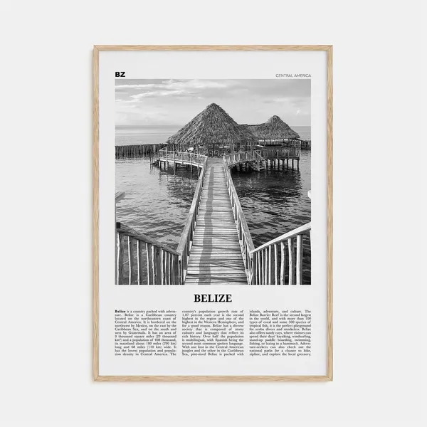 Belize Black And White Travel Poster, Central America