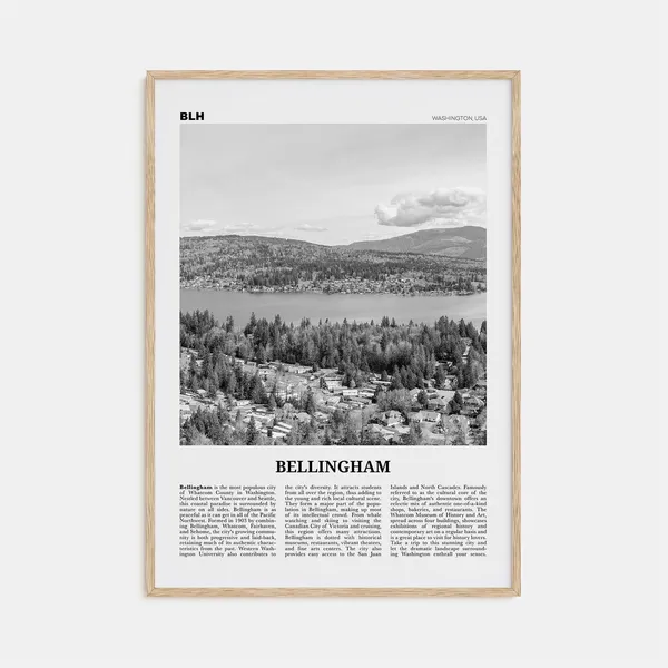 Bellingham Black and White Travel Poster, Washington