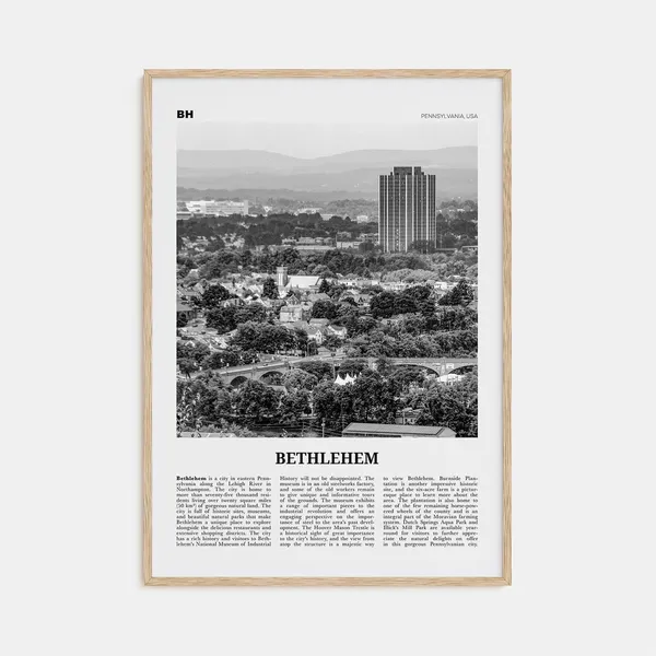 Bethlehem, Pennsylvania Black And White Travel Poster