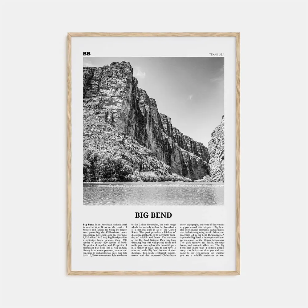 Big Bend National Park Black And White Travel Poster
