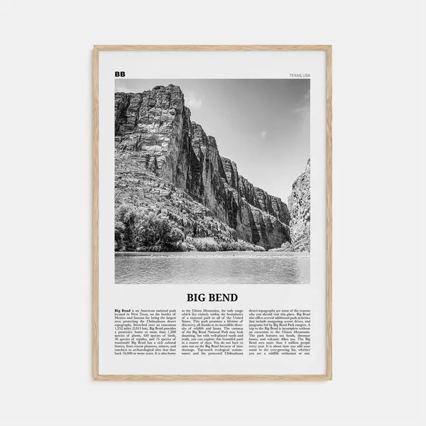 Big Bend National Park Black And White Travel Poster