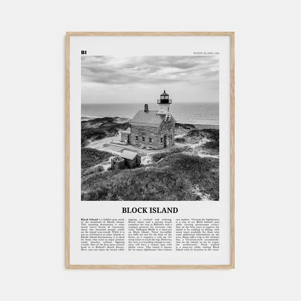 Block Island Black And White Travel Poster Print