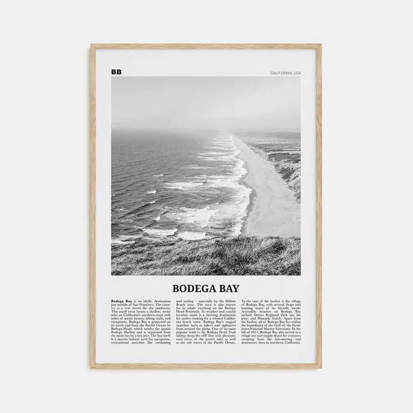 Bodega Bay Black and White Travel Poster, California