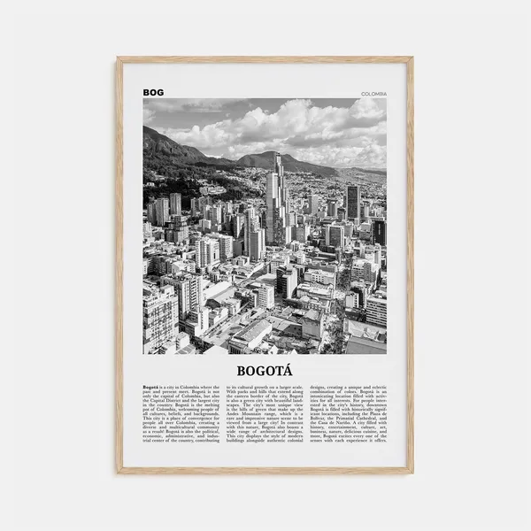 Bogota Black and White Travel Poster, Colombia