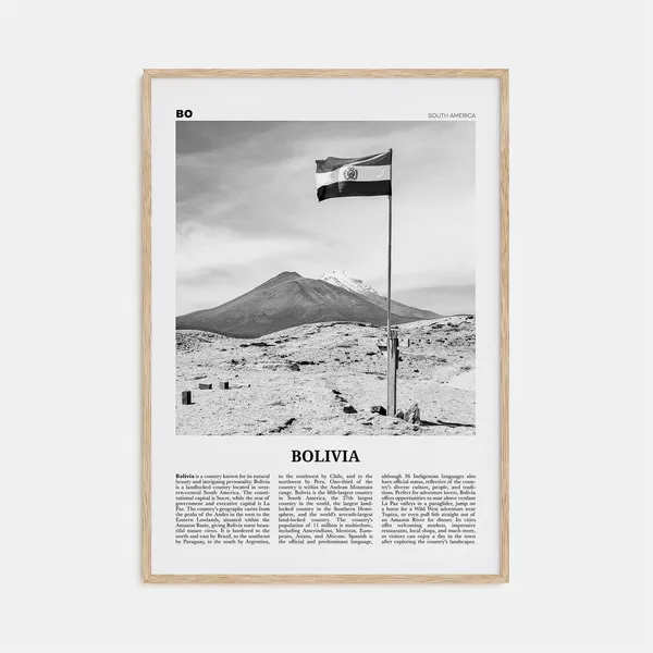 Black-and-White Bolivia Travel Poster, South America