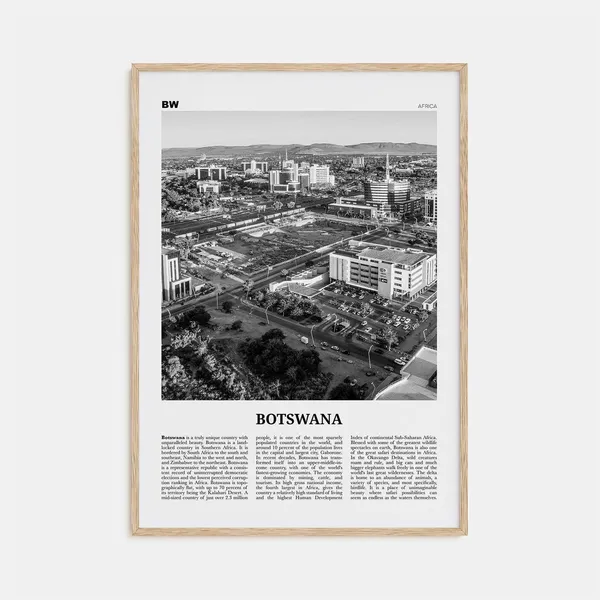 Botswana Black and White Art Print, Gaborone Africa