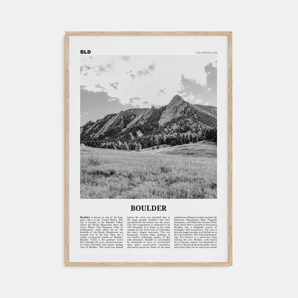 Boulder Black and White Art Print, Colorado USA