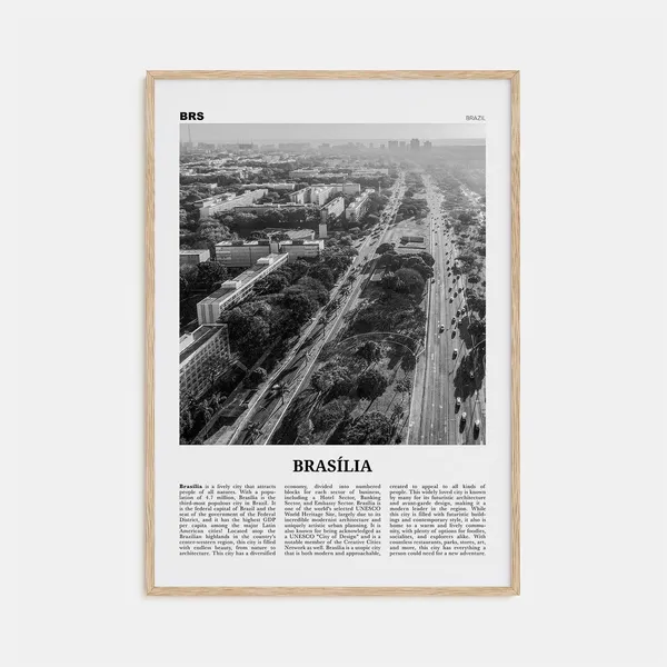 Brasilia Black and White Travel Poster, Brazil