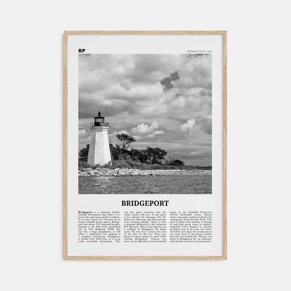 Bridgeport Black and White Map Art Print, Connecticut