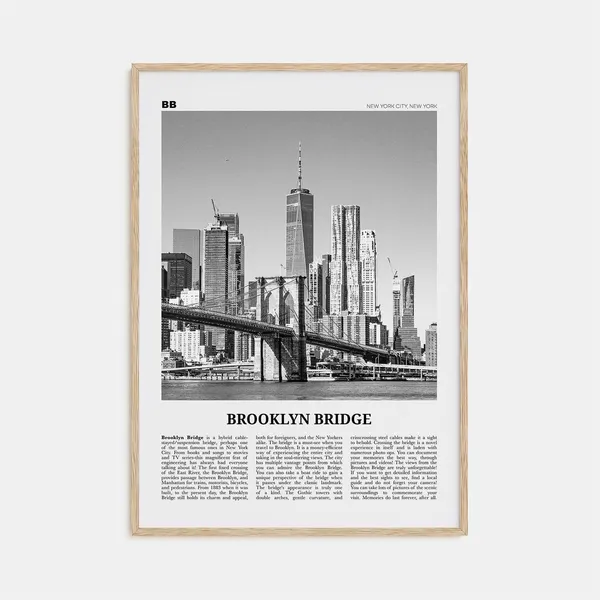 Brooklyn Bridge Black and White Art Print, New York