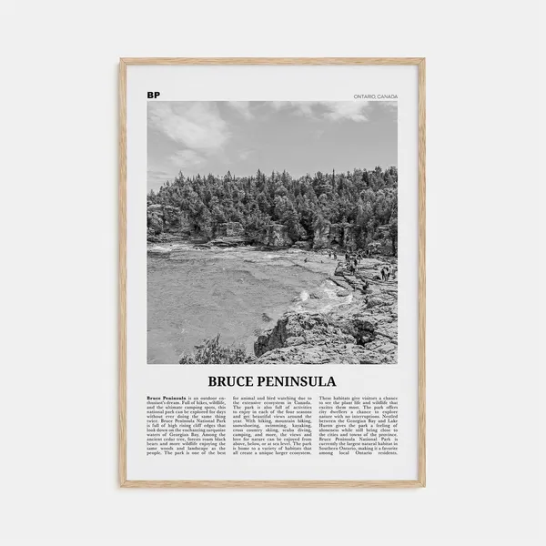 Bruce Peninsula Black And White Travel Poster, Ontario