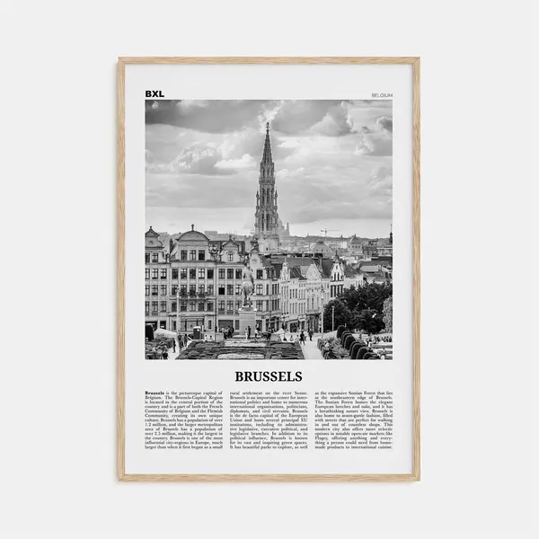 Brussels Black And White Travel Poster, Europe