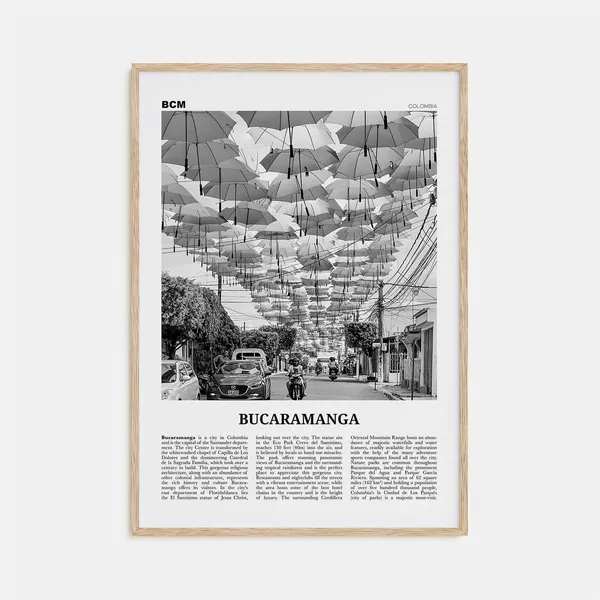 Bucaramanga Black And White Travel Poster, Colombia