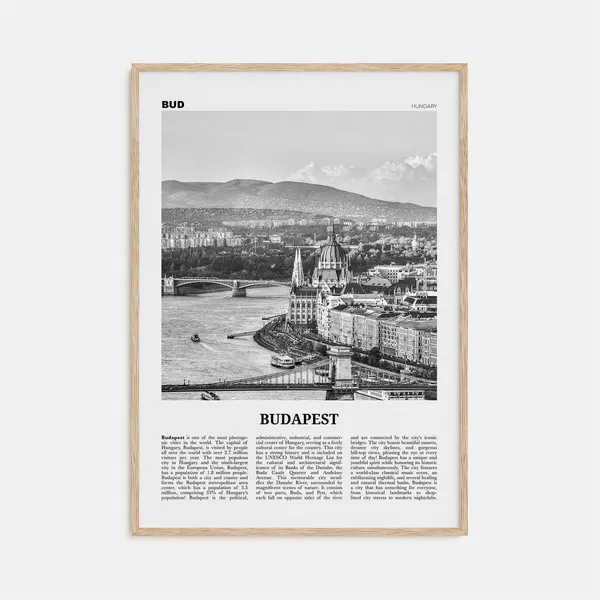 Budapest Black and White Travel Poster, Europe