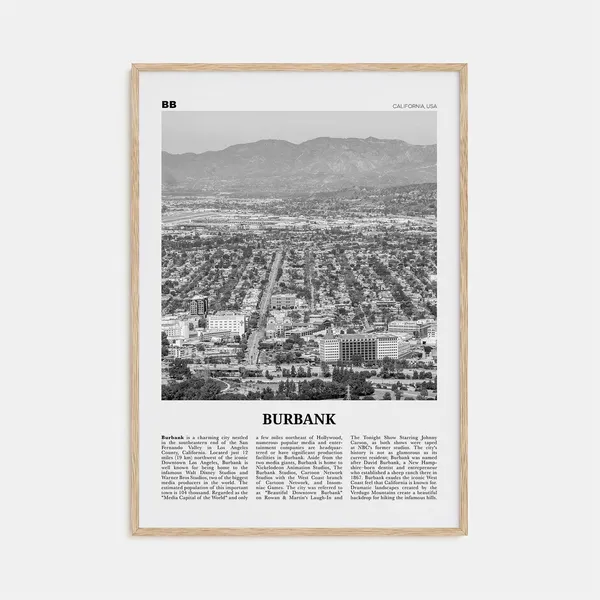Burbank Black and White Travel Poster, California