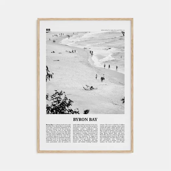 Byron Bay Black and White Travel Poster, Australia