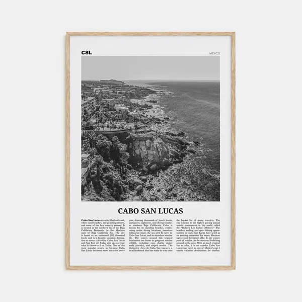 Cabo San Lucas Black and White Travel Poster, Mexico