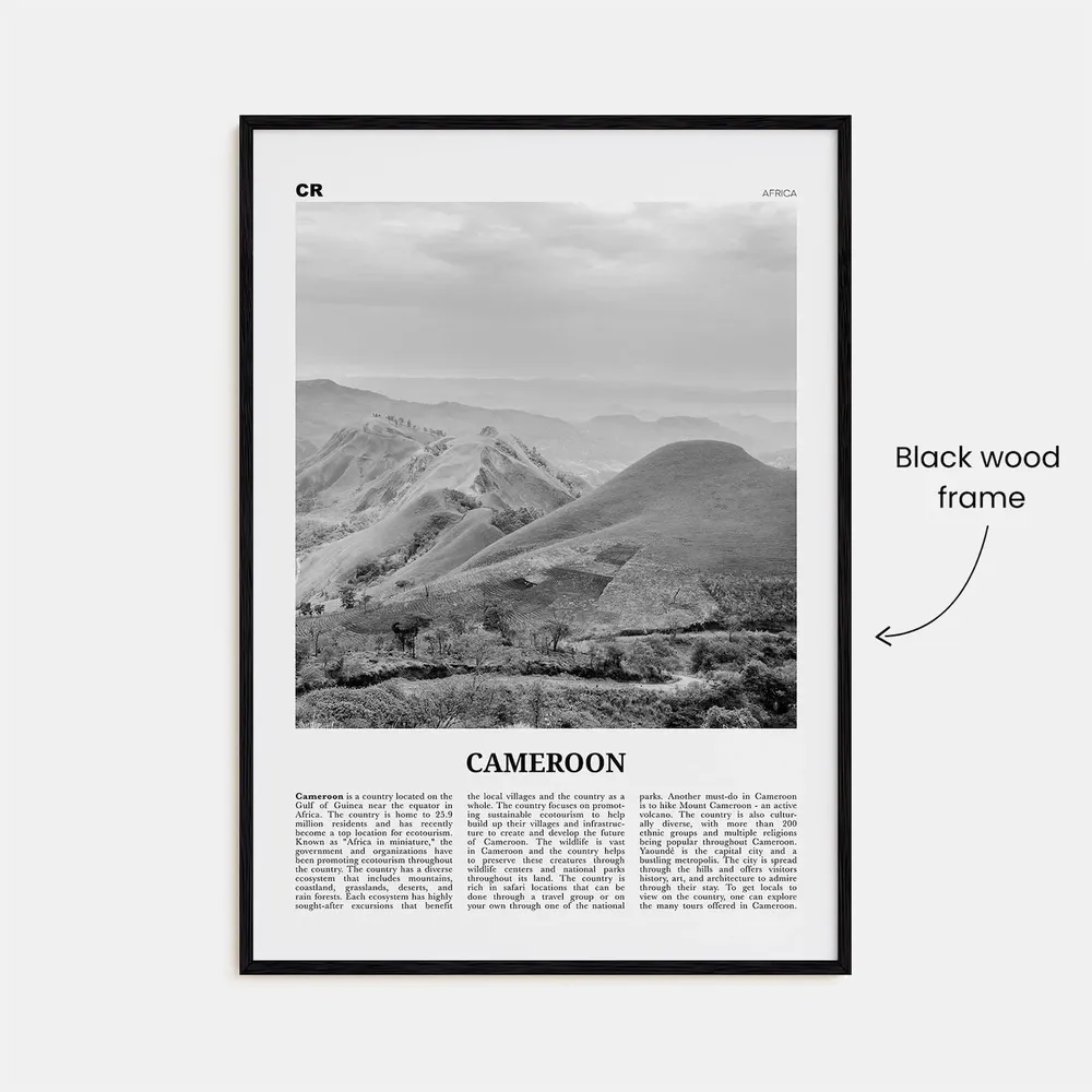 Cameroon Black and White Wall Art, Africa Poster - Image 3