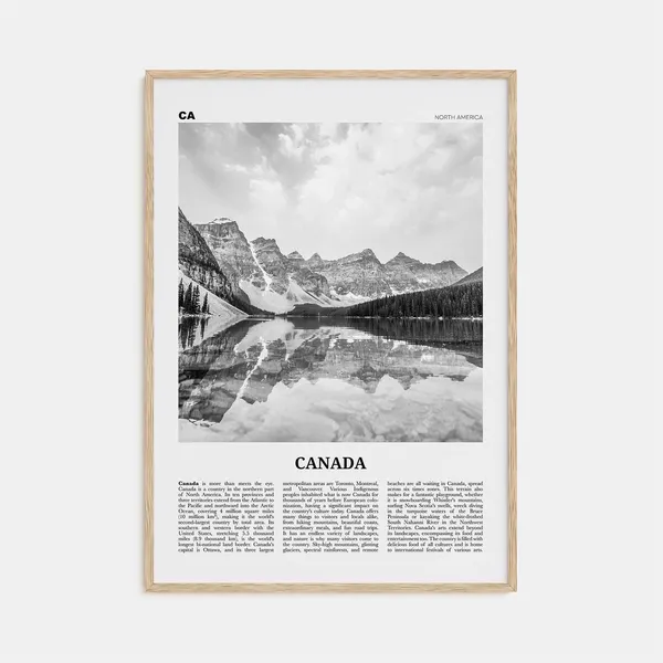 Canada Black And White Travel Poster, North America