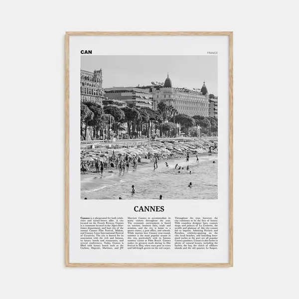 Cannes Black and White Travel Poster, French Riviera