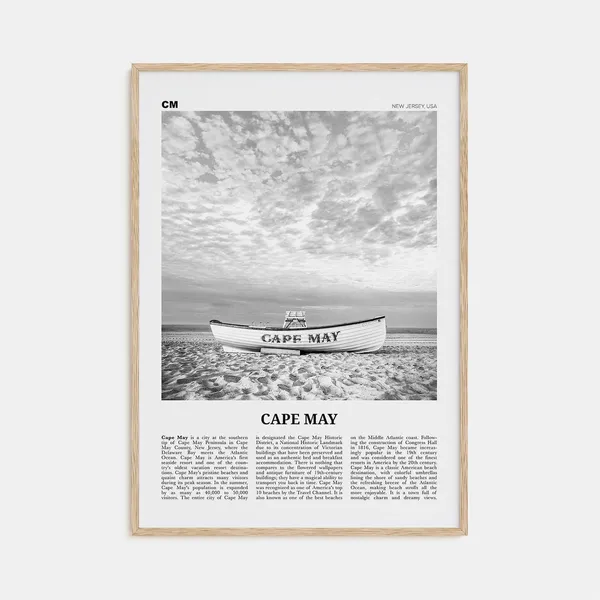 Cape May Black and White Travel Poster, New Jersey